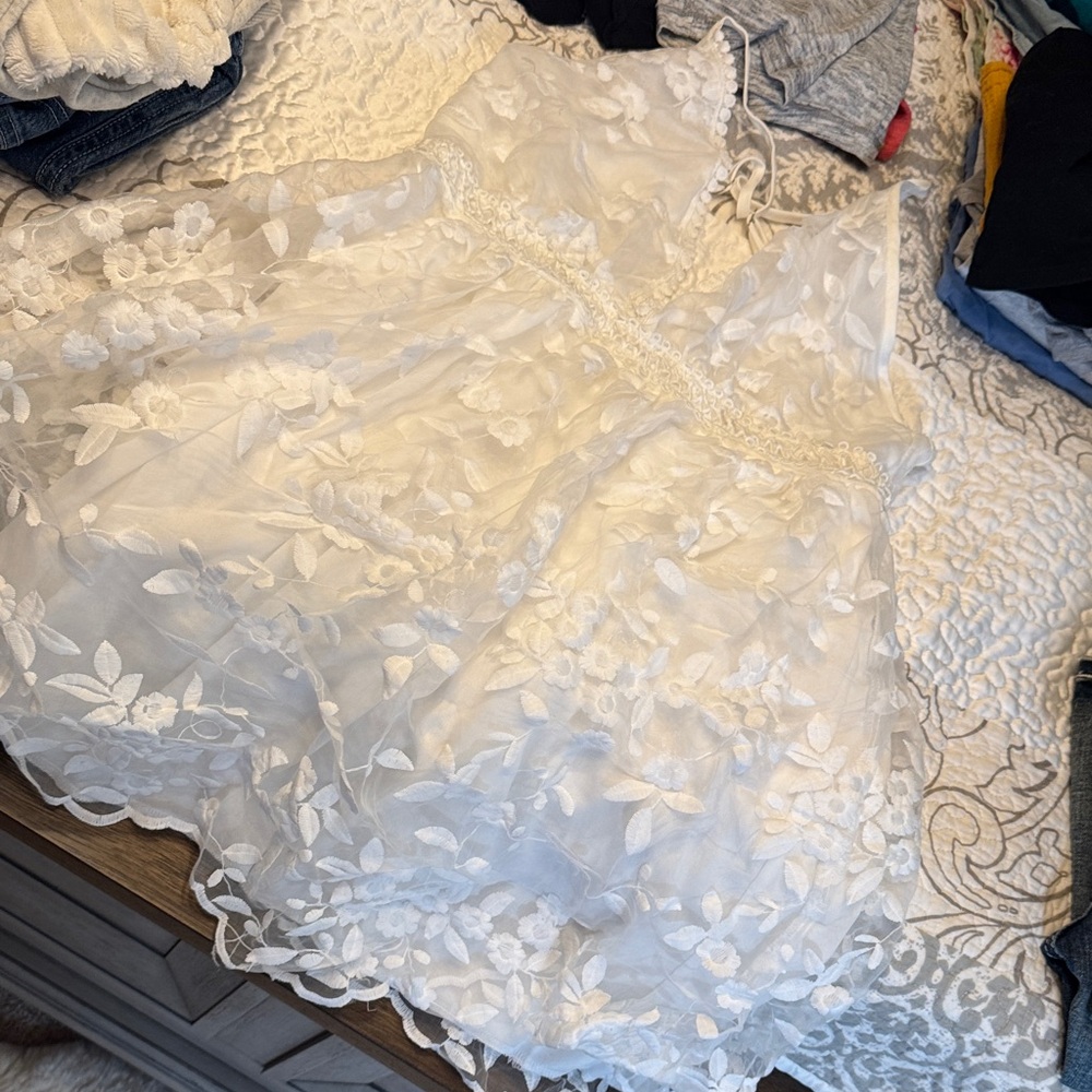 Charming Ivory Floral Kids Dress